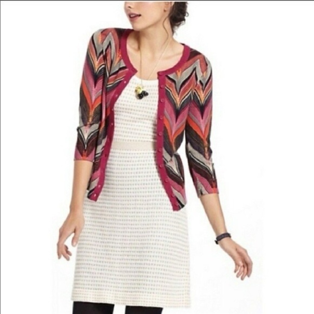Anthropologie Tabitha chevron button down cardigan S